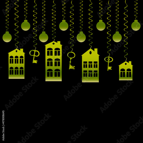 advertising banner or postcard - housewarming, sale or rental of housing on a turnkey basis. Apartments or houses