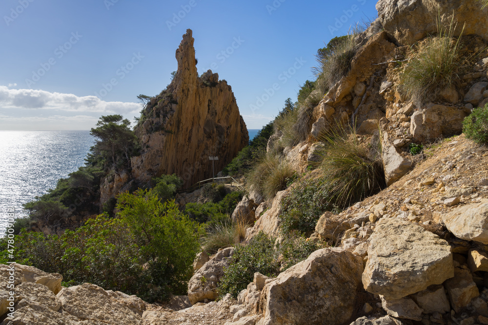 beautiful rocks on the Mediterranean coast in Spain travel destination Costa Blanca