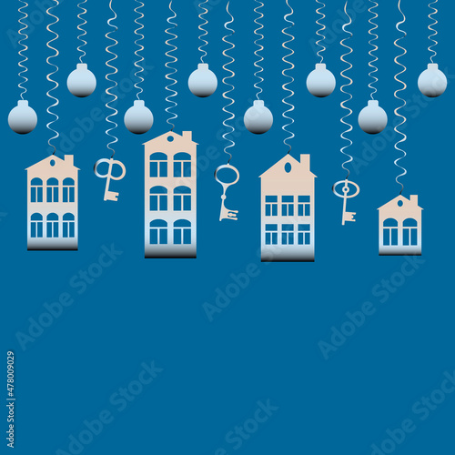 advertising banner or postcard - housewarming, sale or rental of housing on a turnkey basis. Apartments or houses