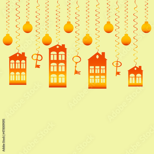 advertising banner or postcard - housewarming, sale or rental of housing on a turnkey basis. Apartments or houses