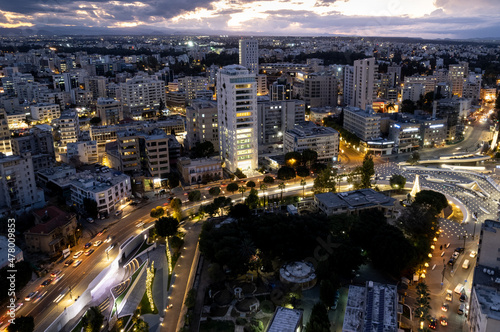 Photos Drone aerial view Nicosia city skyline at sunset Cyprus island