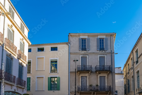 Nimes in France, old facades in the historic center, typical buildings  © Pascale Gueret