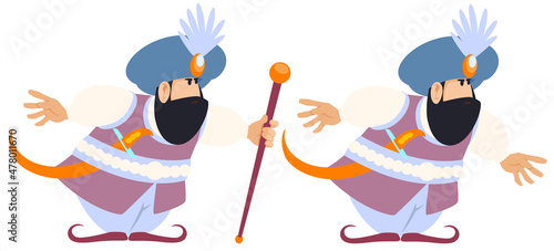 Oriental man in traditional dress. Illustration for internet and mobile website.