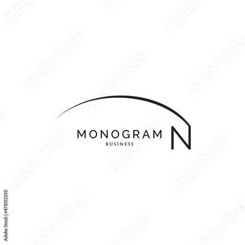 Initial letter N swoosh monogram logo design inspiration