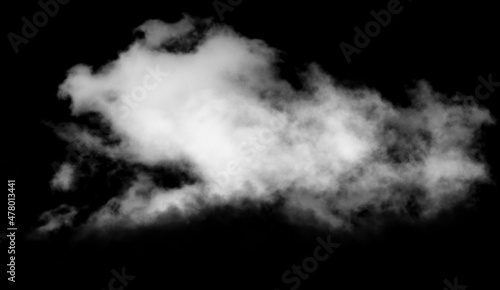 Realistische Wolke isoliert auf Schwarzem Hintergrund.
