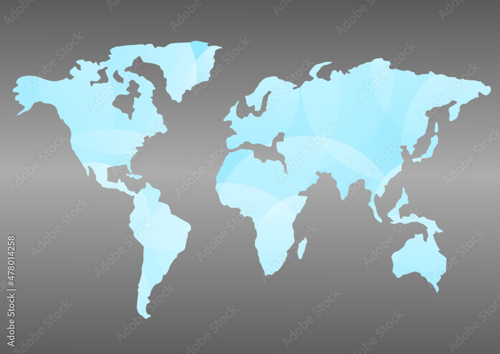 Vector background with world map and blue abstract pattern. Background with space for text.