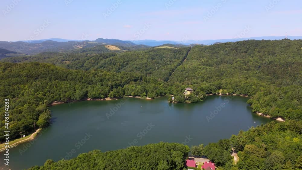 Aerial view of Lake Pocuvadlo in the locality of Banska Stiavnica in Slovakia Aerial view of Lake Pocuvadlo in the locality of Banska Stiavnica in Slovakia