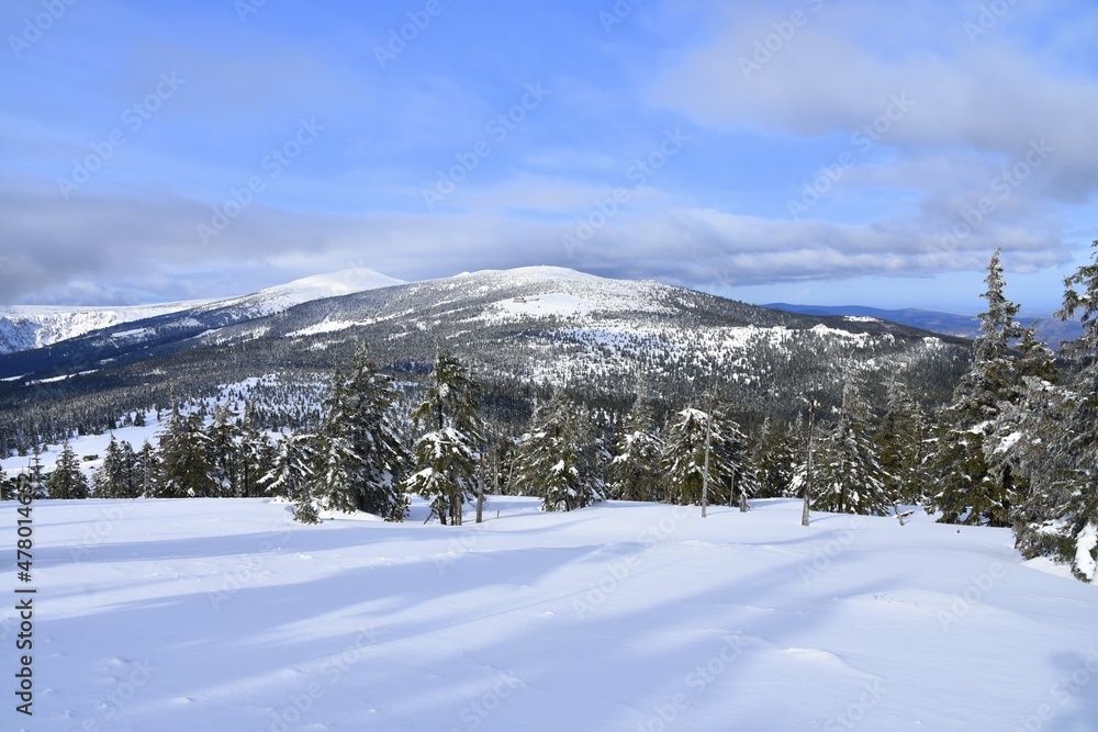 Karkonosze,  góry, zima, Przełęcz Karkonoska, Park Narodowy, 