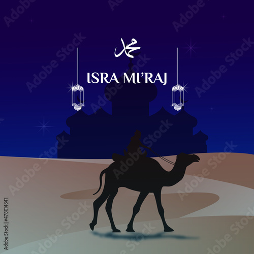 vector square design instagram post abstract desert night travel background isra miraj