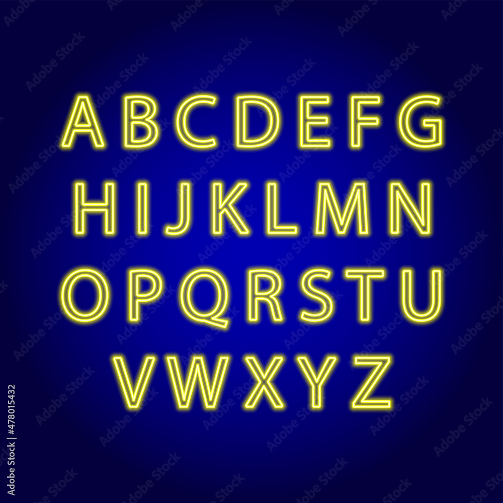 neon letters. alphabet on a dark background. vector neon letters. alphabet on a dark background. vector