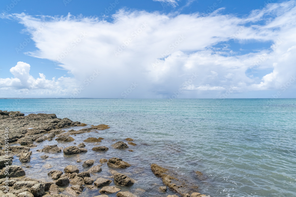 Fototapeta premium Hot sunny day on the island of Boipeba, Cairu municipality, BA, Brazil