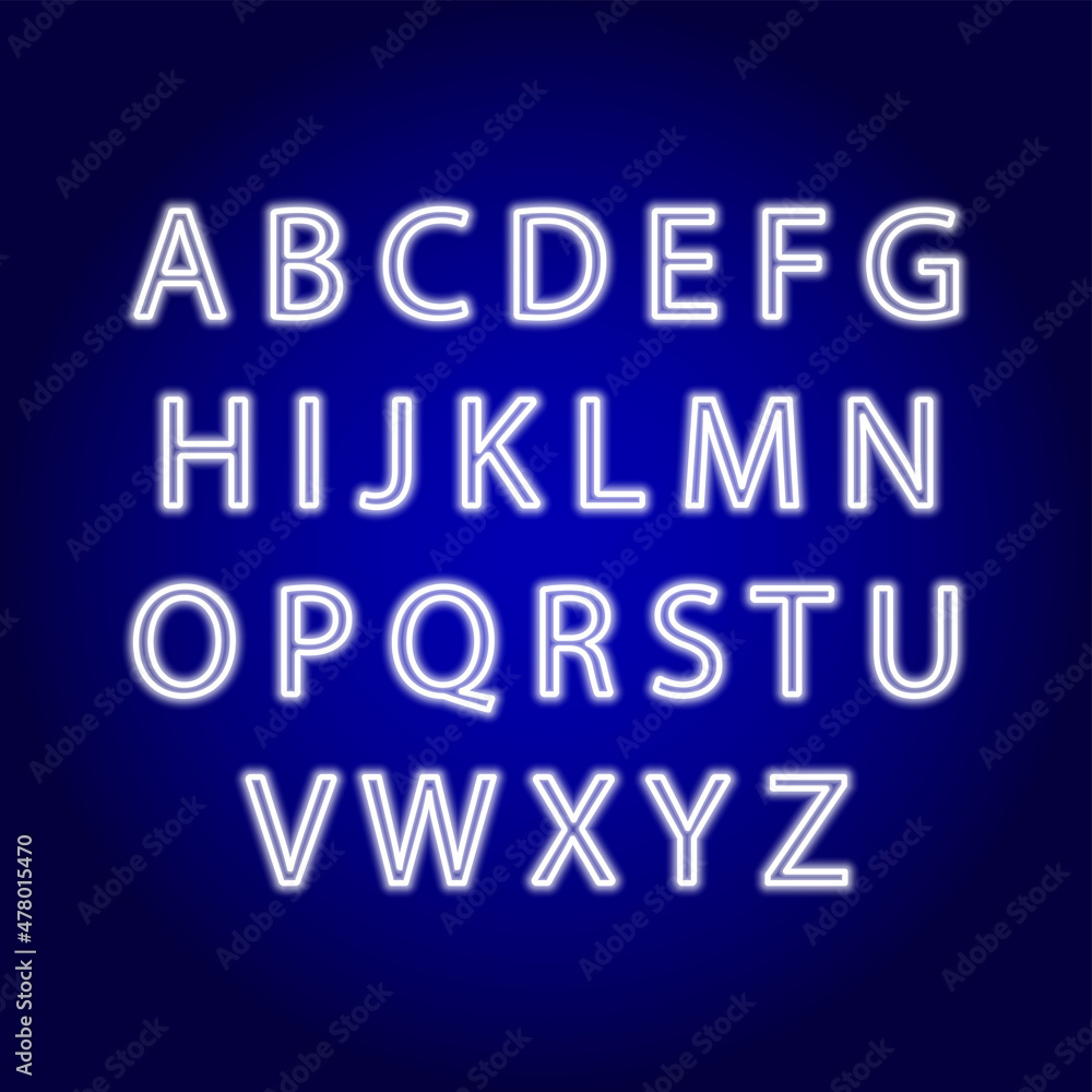 neon letters. alphabet on a dark background. vector neon letters. alphabet on a dark background. vector