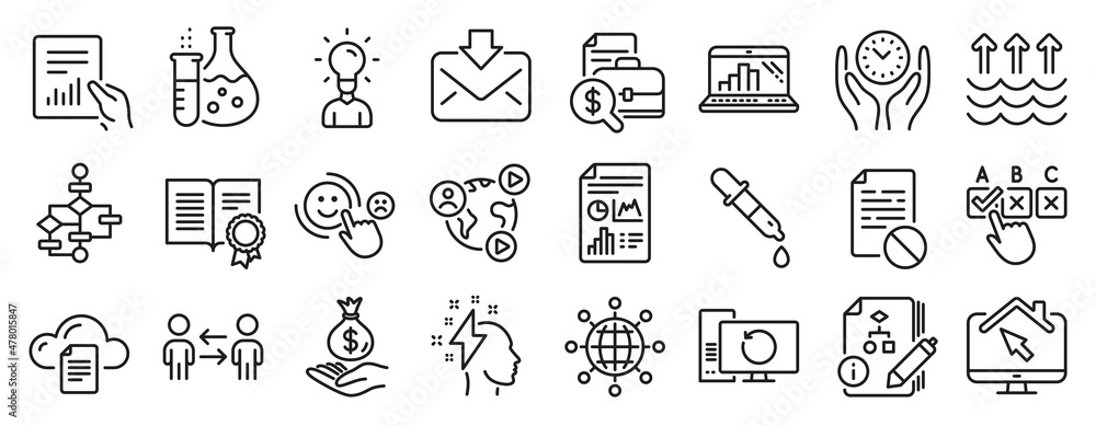 Set of Education icons, such as Education, Teamwork business, Brainstorming icons. Customer satisfaction, Incoming mail, Algorithm signs. Diploma, Report document, Block diagram. Safe time. Vector Set of Education icons, such as Education, Teamwork business, Brainstorming icons. Customer satisfaction, Incoming mail, Algorithm signs. Diploma, Report document, Block diagram. Safe time. Vector