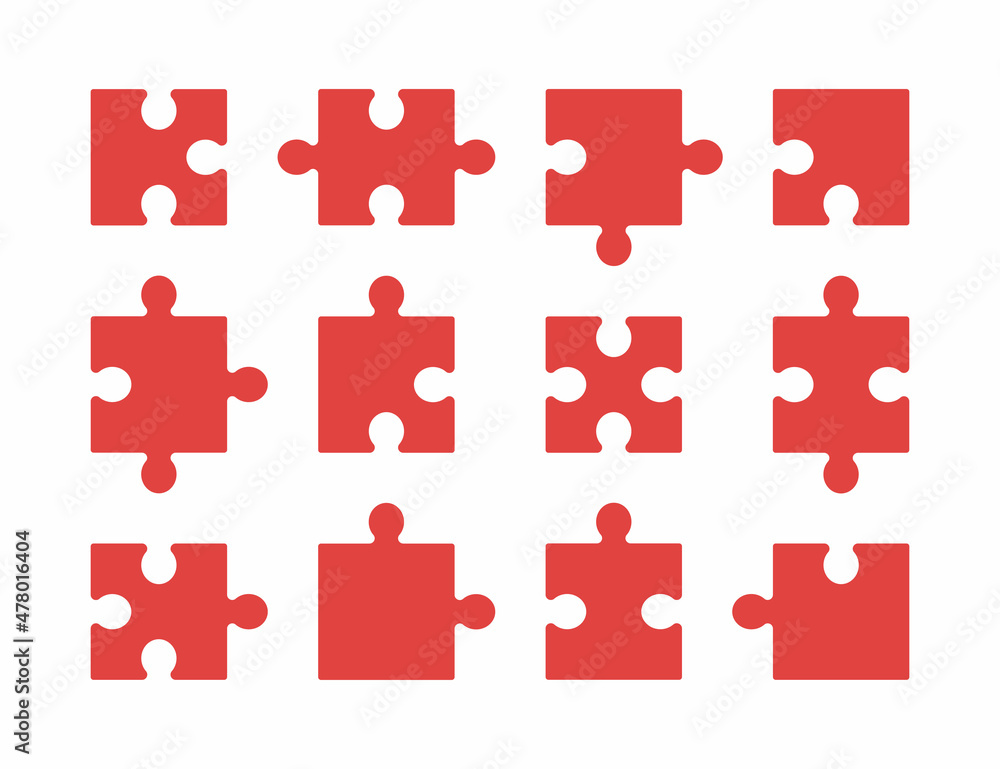 Set of puzzle flat icons, pictogram on white background. Vector illustration. Set of puzzle flat icons, pictogram on white background. Vector illustration.
