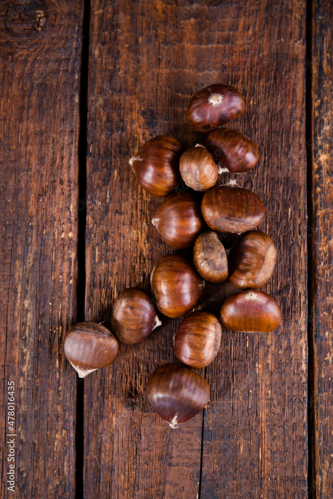 Edible chestnut, top view