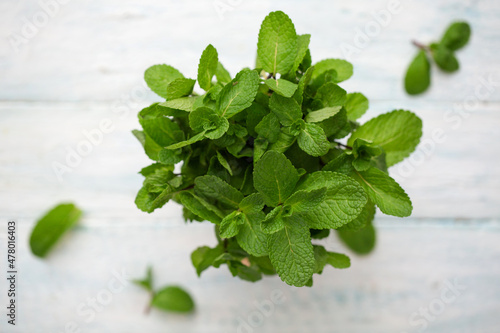 mint leaves, top view