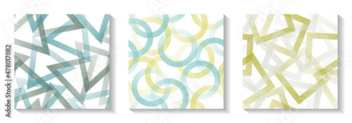 Seamless geometric vector patterns set with shapes of dots.