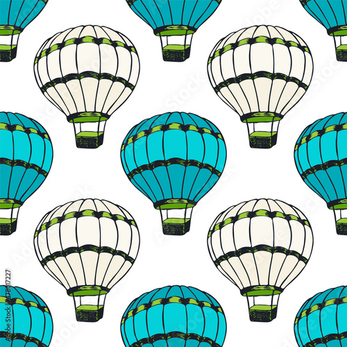 Cartoon hot air balloons  illustration vector seamless patter.