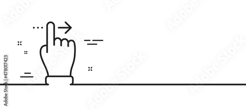 Touchscreen gesture line icon. Slide right arrow sign. Swipe action symbol. Minimal line illustration background. Touchscreen gesture line icon pattern banner. White web template concept. Vector