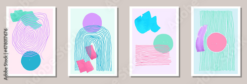 Hand painted creative canvas vector set.