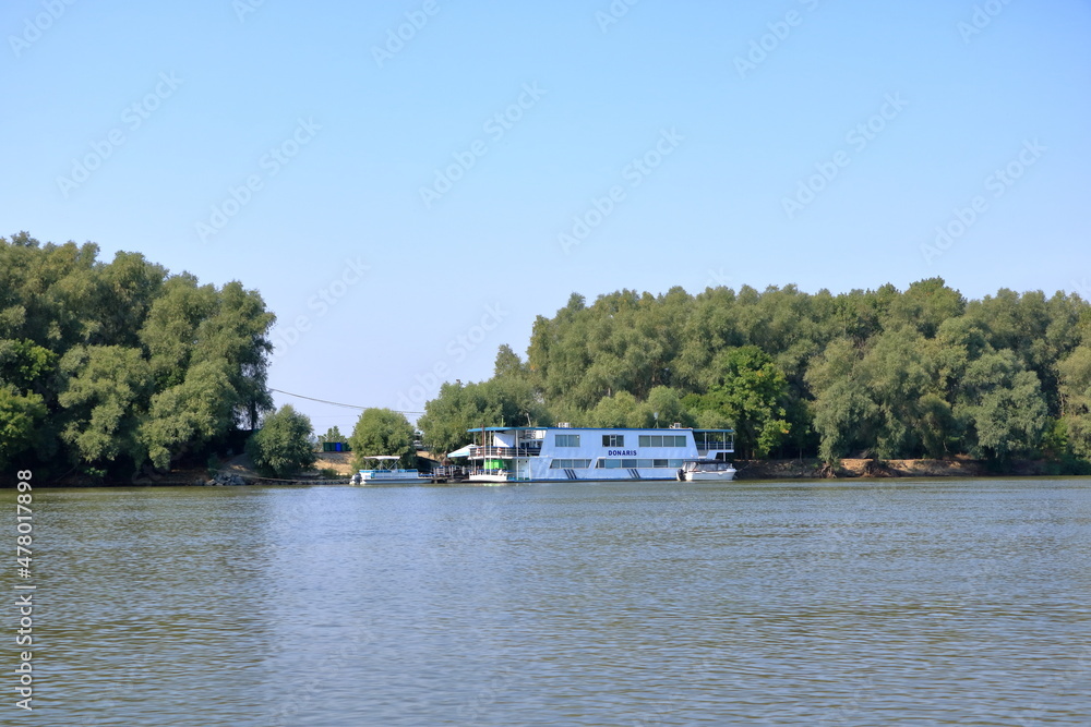 Boat for tourists in the Danube Delta in Romania Boat for tourists in the Danube Delta in Romania