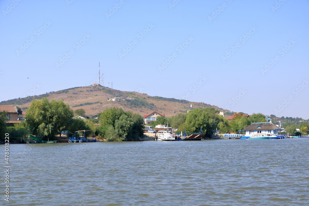 Naklejka premium Mahmudia in Danube Delta view from the river during a sunny day