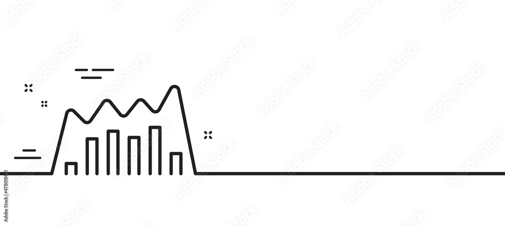 Investment chart line icon. Economic graph sign. Stock exchange symbol. Business finance. Minimal line illustration background. Infographic graph line icon pattern banner. Vector Investment chart line icon. Economic graph sign. Stock exchange symbol. Business finance. Minimal line illustration background. Infographic graph line icon pattern banner. Vector