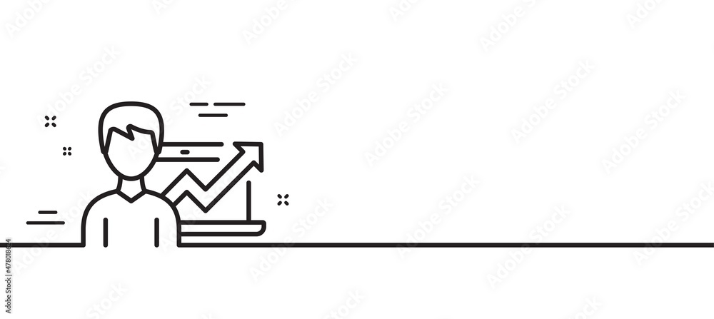 Business results line icon. Growth chart sign. Minimal line illustration background. Success Business line icon pattern banner. White web template concept. Vector Business results line icon. Growth chart sign. Minimal line illustration background. Success Business line icon pattern banner. White web template concept. Vector