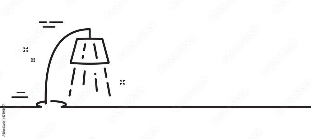 Stand lamp line icon. Floor light sign. Interior illuminate symbol. Minimal line illustration background. Stand lamp line icon pattern banner. White web template concept. Vector Stand lamp line icon. Floor light sign. Interior illuminate symbol. Minimal line illustration background. Stand lamp line icon pattern banner. White web template concept. Vector