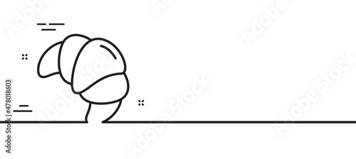 Croissant line icon. Bakery food sign. Pastry bun symbol. Minimal line illustration background. Croissant line icon pattern banner. White web template concept. Vector