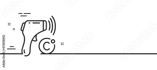 Electronic thermometer line icon. Temperature scanner sign. Fever measuring symbol. Minimal line illustration background. Electronic thermometer line icon pattern banner. Vector