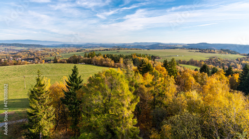 Rural landscape on sunny autumn day