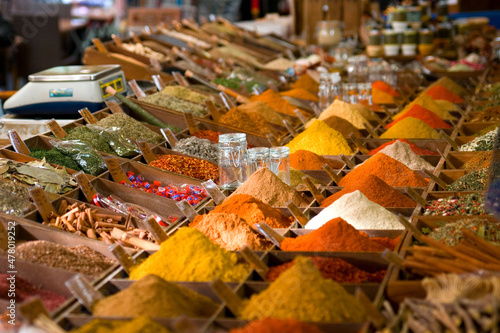 Colored spices at the marketplace
