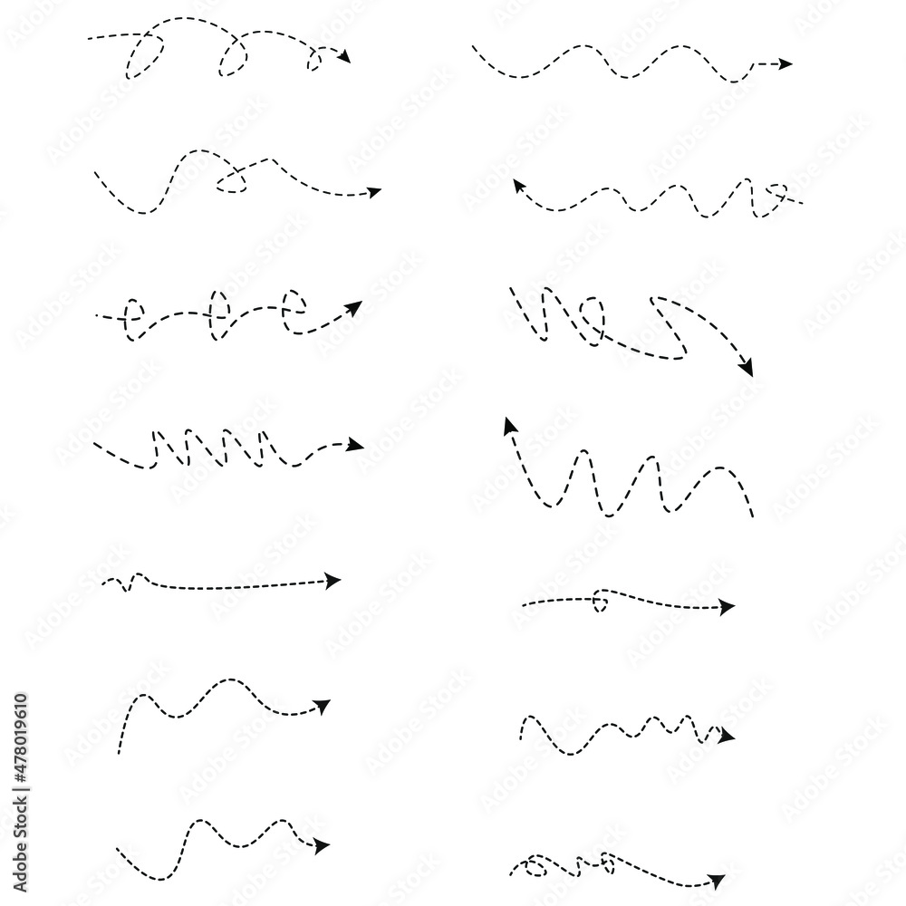 Dashed Line Arrows Vector Set For Your Projects