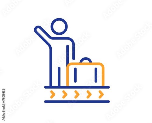 Luggage belt line icon. Suitcase bag sign. Baggage claim symbol. Colorful thin line outline concept. Linear style luggage belt icon. Editable stroke. Vector