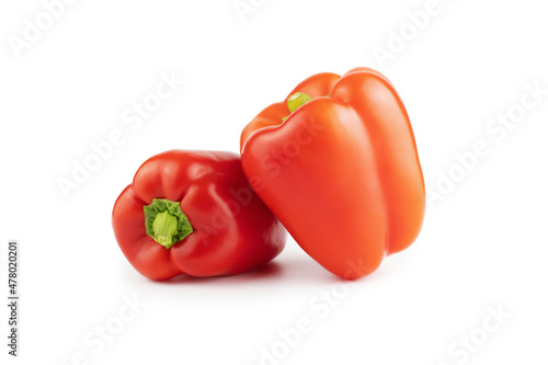 red sweet peppers isolated on white background, close-up © serhio777