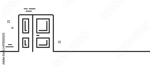 Entrance line icon. Entry door sign. Building exit symbol. Minimal line illustration background. Entrance line icon pattern banner. White web template concept. Vector