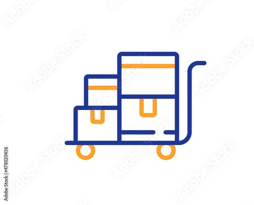 Inventory cart line icon. Wholesale delivery sign. Warehouse boxes symbol. Colorful thin line outline concept. Linear style inventory cart icon. Editable stroke. Vector