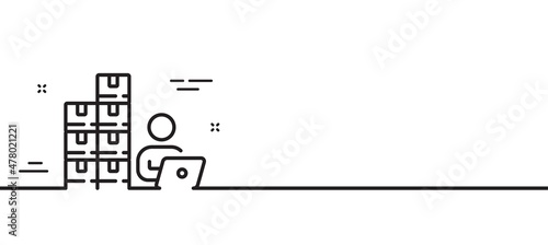 Inventory line icon. Warehouse manager sign. Wholesale operator symbol. Minimal line illustration background. Inventory line icon pattern banner. White web template concept. Vector