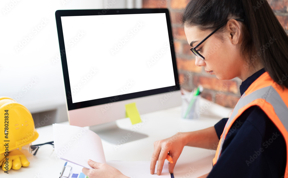 civil engineer woman working at office civil engineer woman working at office