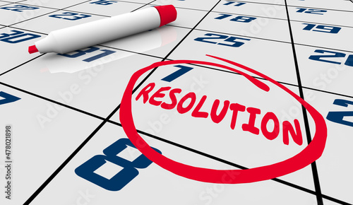 Fotografia, Obraz Resolution Calendar New Years Day Promise Pledge Commitment Day Circled 3d Illus