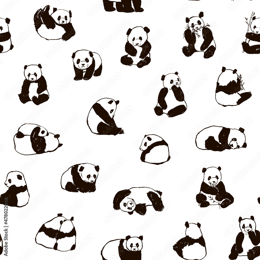 Obraz premium Panda animal vector seamless pattern