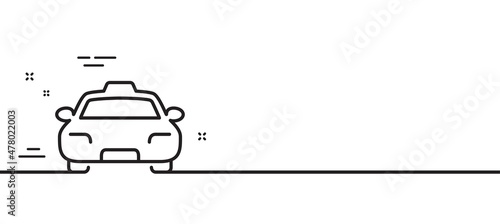 Taxi line icon. Client transportation sign. Passengers car symbol. Minimal line illustration background. Taxi line icon pattern banner. White web template concept. Vector