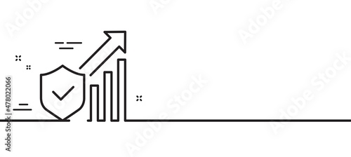 Security statistics line icon. Cyber defence sign. Private protection symbol. Minimal line illustration background. Security statistics line icon pattern banner. White web template concept. Vector