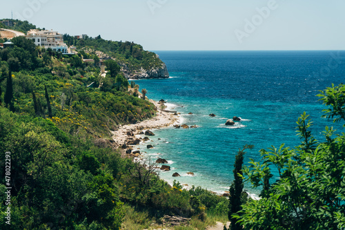 View of the sea and the beach Drobni Pijesak © Nadtochiy