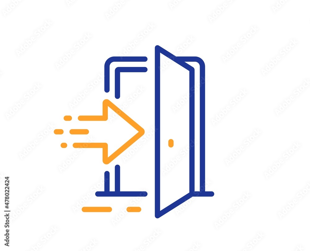 Entrance line icon. Entry door sign. Building exit symbol. Colorful thin line outline concept. Linear style entrance icon. Editable stroke. Vector Entrance line icon. Entry door sign. Building exit symbol. Colorful thin line outline concept. Linear style entrance icon. Editable stroke. Vector