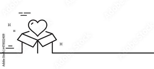 Donation box line icon. Fundraising sign. Charity symbol. Minimal line illustration background. Donation line icon pattern banner. White web template concept. Vector