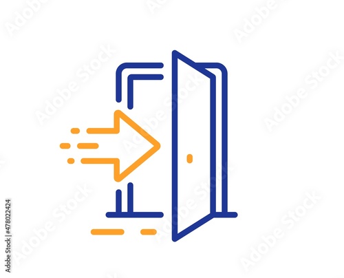 Entrance line icon. Entry door sign. Building exit symbol. Colorful thin line outline concept. Linear style entrance icon. Editable stroke. Vector