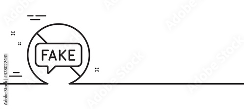 Fake news line icon. Stop propaganda conspiracy sign. Wrong truth symbol. Minimal line illustration background. Fake news line icon pattern banner. White web template concept. Vector