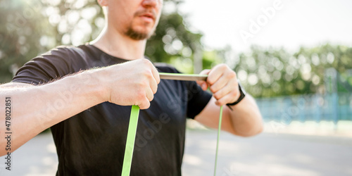 Man doing workout outdoors